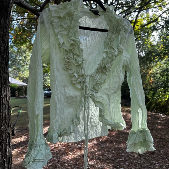 Y2K vintage ruffle tie front top - Picture 8 of 10